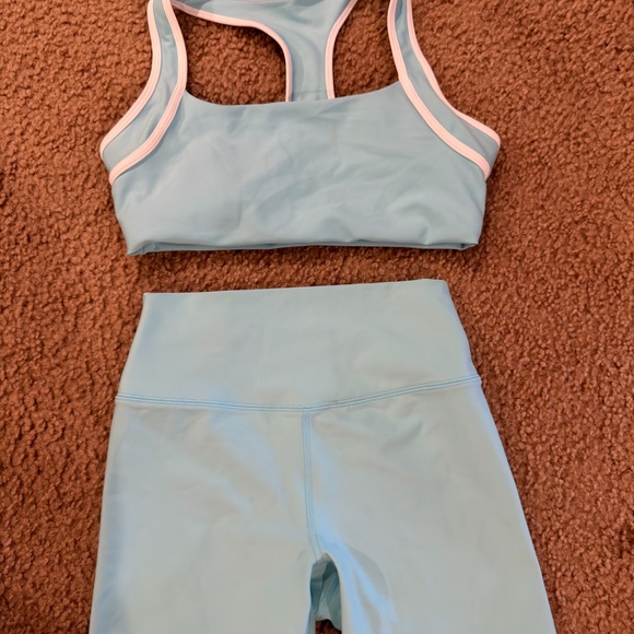 YPB Pants - YPB Sculpt Lux Light Blue Active Set - Sports Bra & High-Waist Leggings